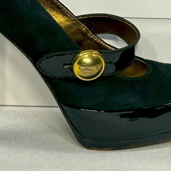 Women’s Coach Davine Platform Black Suede with Gold Heel Size 8 Great Condition! - Picture 10 of 16